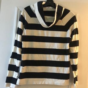 Black and White Strip Swoop Neck Size Medium